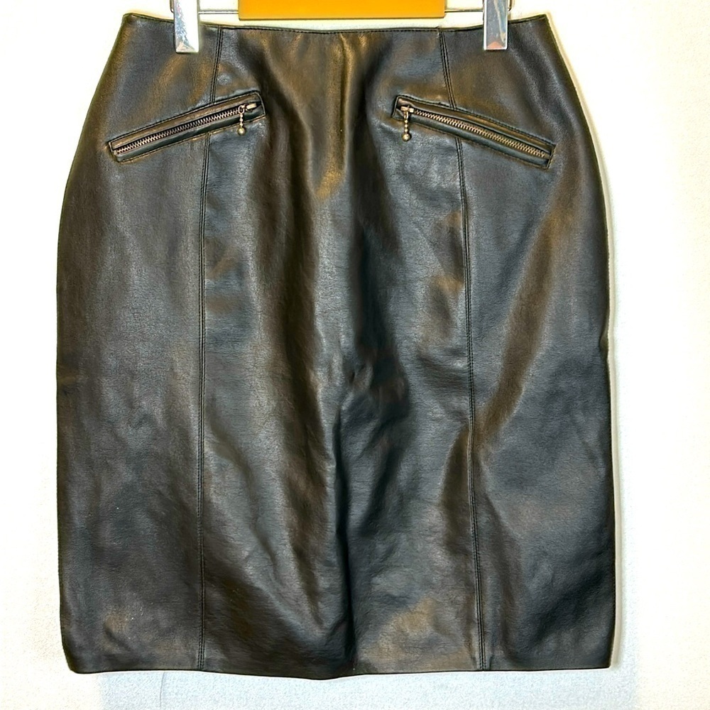 iLana  Pleather Pencil Skirt Size 14 Leather Plus Zipper Biker Goth Black Metal